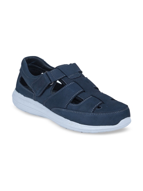 VON WELLX GERMANY Men Navy Blue Leather Shoe-Style Sandals