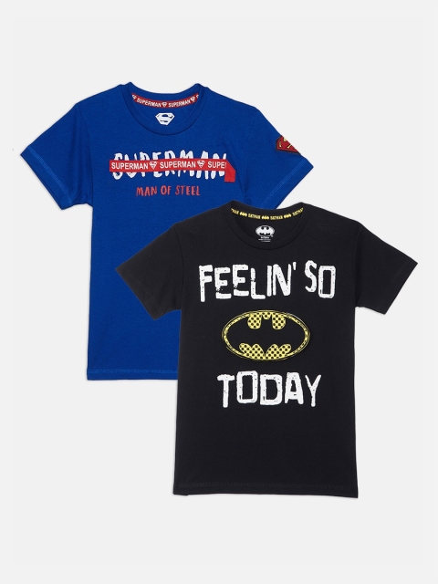 Kids Ville Boys Blue Printed Round Neck T-shirt