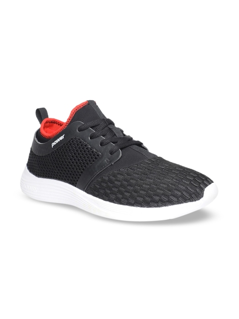 Power Men Black Woven Design Sneakers