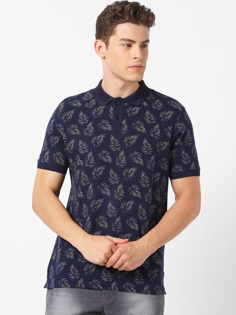 MARCA Disati Men Navy Blue Printed Polo Collar T-shirt