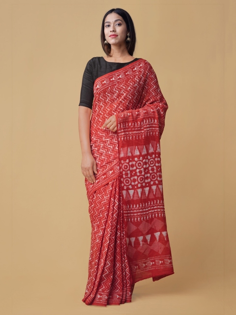 Unnati Silks Red Printed Kota Saree