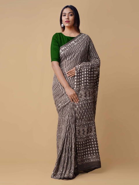 Unnati Silks Grey Pure Cotton Printed Kota Saree