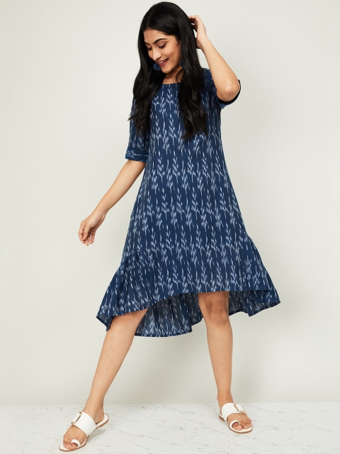 Melange by Lifestyle Women Navy Blue Printed A-Line Dress