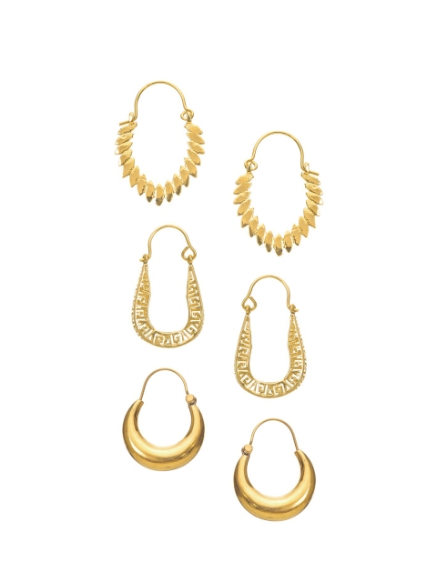 INDYA Set Of 3 Gold-Plated Classic Hoop Earrings