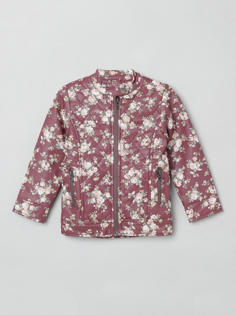 max Girls Purple Printed Padded Jacket