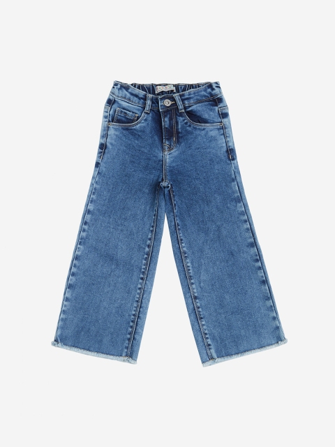 VITAMINS Girls Blue Wide Leg Mid-Rise Clean Look Jeans