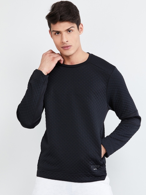 max Men Black Solid Sweatshirt