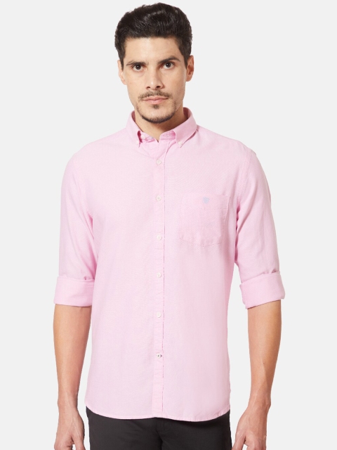 J Hampstead Men Pink Slim Fit Solid Casual Shirt