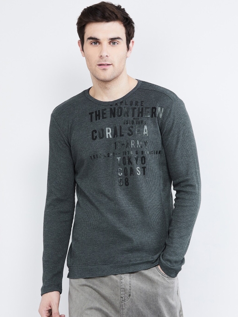 max Men Charcoal Grey Printed Sweatshirt