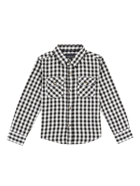 Cherokee Boys Black & White Regular Fit Checked Casual Shirt