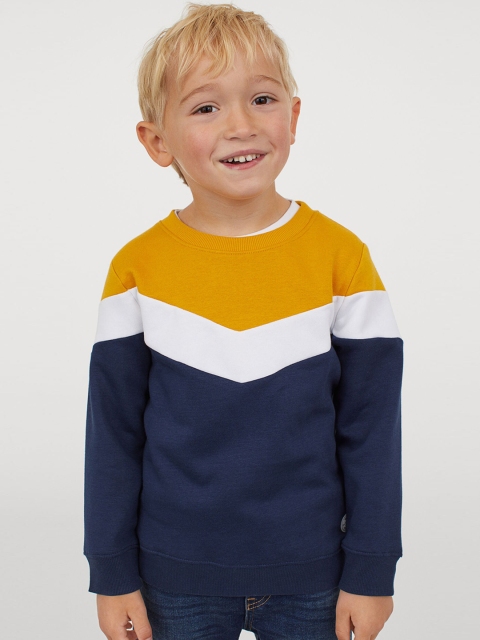 H&M Boys Blue & Yellow Colourblocked Sweatshirt