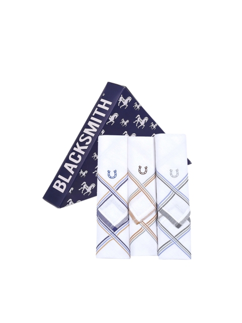 Blacksmith Men Pack Of 6 White solid Handkerchief Accessory Gift Set