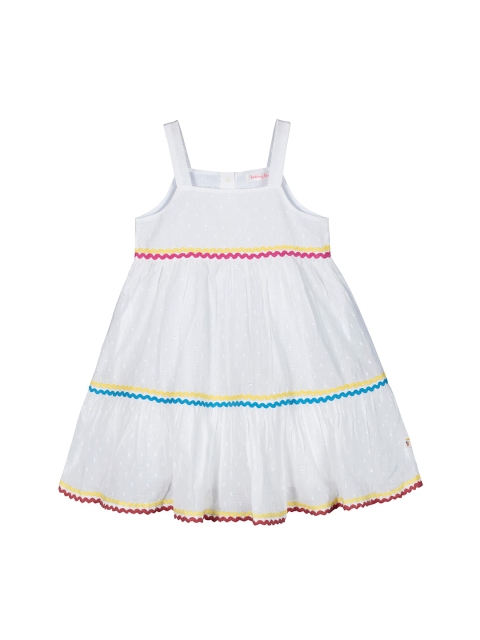 Budding Bees Girls White Solid Fit and Flare Dress