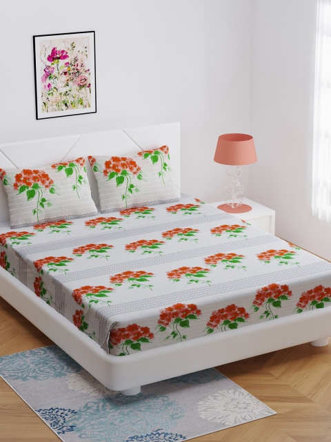 BOMBAY DYEING Off-White & Orange Floral 144 TC Cotton 1 Queen Bedsheet with 2 Pillow Covers
BOMBAY DYEING Off-White & Orange Floral 144 TC Cotton 1 Queen Bedsheet with 2 Pillow Covers