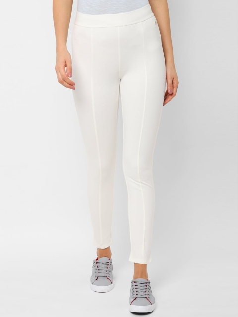 Allen Solly Woman Women White Regular Fit Solid Regular Trousers