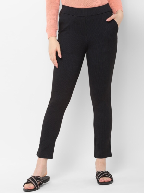 Allen Solly Woman Women Black Solid Regular Trousers