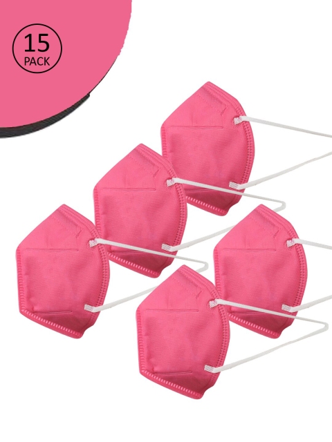 Swiss Design Unisex Pack of 15 Pcs Pink Solid 5-Ply Protective N95 Masks