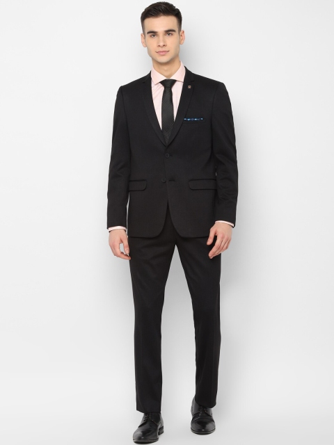Allen Solly Men Black Self-Design Slim Fit Single-Breasted Formal Suit