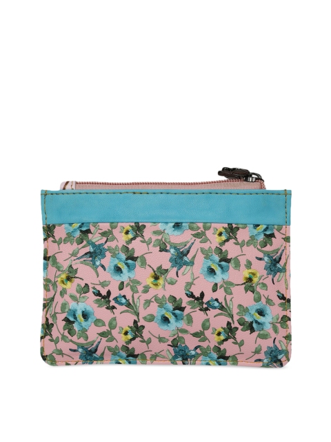 Butterflies Women Peach-Coloured & Blue Printed Zip Around Wallet