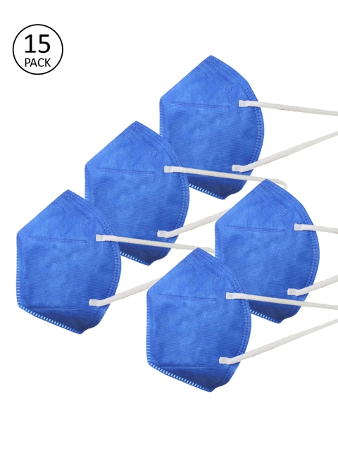 Swiss Design Unisex 15 Pcs Blue Solid 5-Ply Disposable N95 Masks