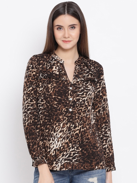 Oxolloxo Women Brown Printed Top
