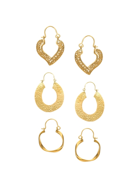 INDYA Set Of 3 Gold-Plated Classic Hoop Earrings