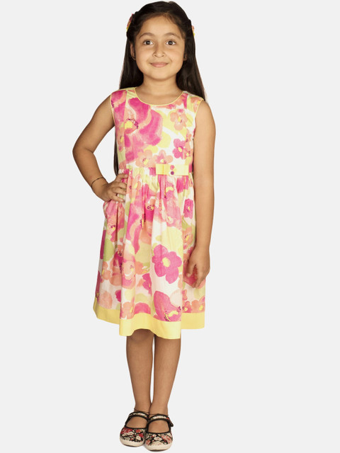 RIBBON CANDY Girls Peach-Coloured Printed A-Line Dress
RIBBON CANDY Girls Peach-Coloured Printed A-Line Dress