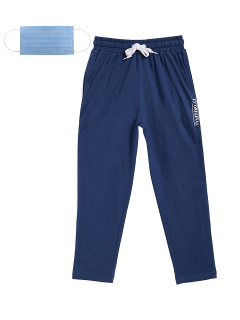 Lil Tomatoes Boys Blue Solid Straight-Fit Track Pants