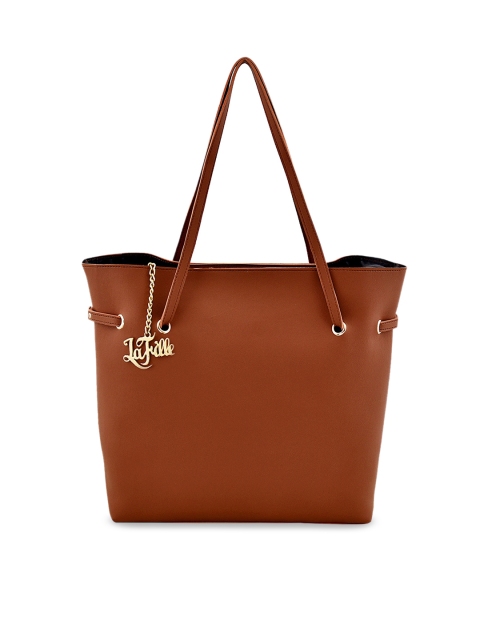 LaFille Tan Brown Solid Shoulder Bag