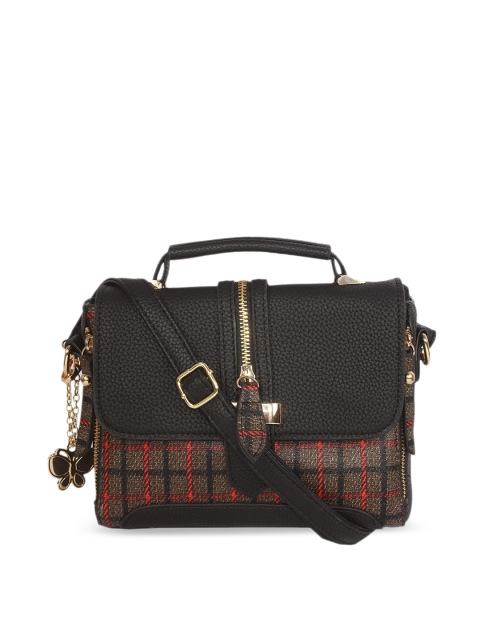 Butterflies Black & Red Checked Sling Bag