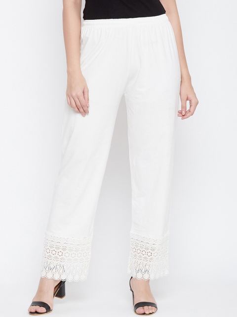 Castle Women Off-White Hem Design Straight Palazzos