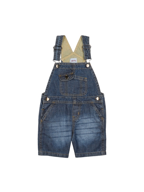 Donuts Boys Blue Solid Denim Dungarees