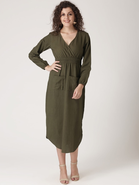 DIVA WALK EXCLUSIVE Women Green Solid Wrap Dress