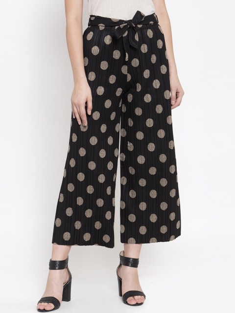 Global Republic Women Black Regular Fit Printed Parallel Trousers