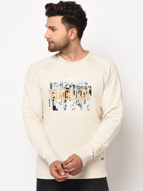 98 Degree North Men Beige Printed Sweatshirt 
98 Degree North Men Beige Printed Sweatshirt