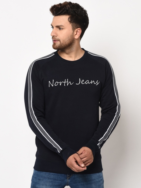 98 Degree North Men Navy Blue Printed Sweatshirt