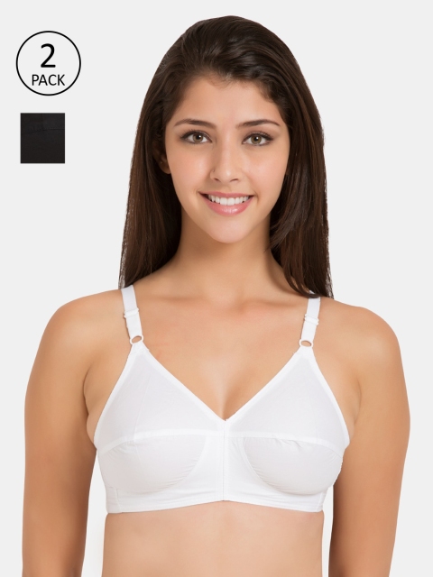 Souminie Pack Of 2 Solid Non-Wired Non Padded Everyday Bra SLY933-WH-2PC-BLK-30A, White
Souminie Pack Of 2 Solid Non-Wired Non Padded Everyday Bra SLY933-WH-2PC-BLK-30A, White