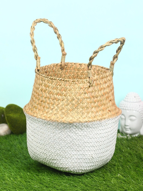 PolliNation Beige & White Tote Belly Multi-UtilityBasket