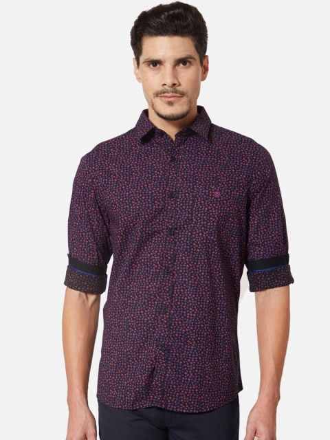 J Hampstead Men Purple & Pink Slim Fit Printed Casual Shirt