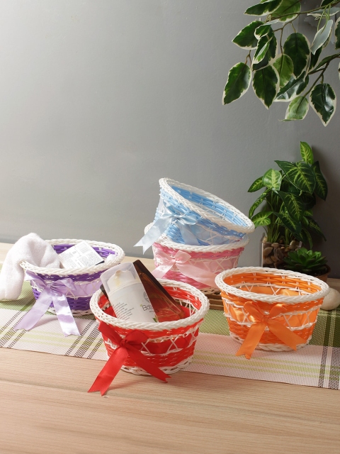 Aapno Rajasthan Set of 5 Multicoloured Organiser Baskets, Multi