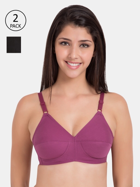 Souminie Pack of 2 Solid Non-Wired Non Padded Everyday Bras SLY933-MG-2PC-BLK-30A, Purple
Souminie Pack of 2 Solid Non-Wired Non Padded Everyday Bras SLY933-MG-2PC-BLK-30A, Purple