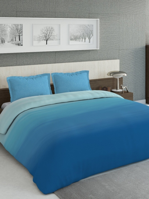DDecor Blue Ombre Printed Double Queen Bedding Set