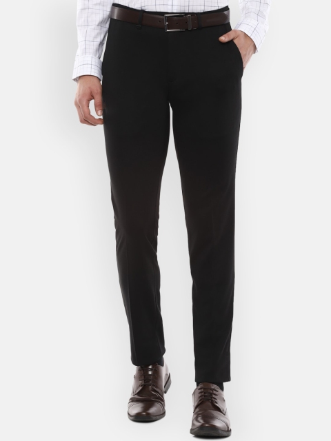 Van Heusen Men Black Slim Fit Solid Formal Trousers