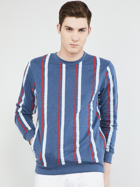 max Men Blue & White Striped Sweatshirt 
max Men Blue & White Striped Sweatshirt