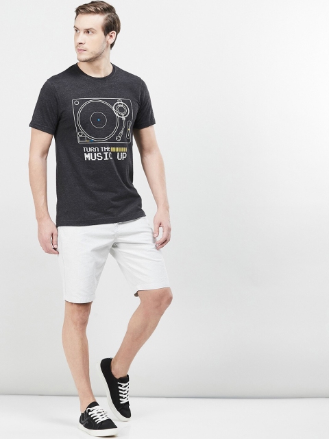 max Men White Solid Regular Fit Regular Shorts