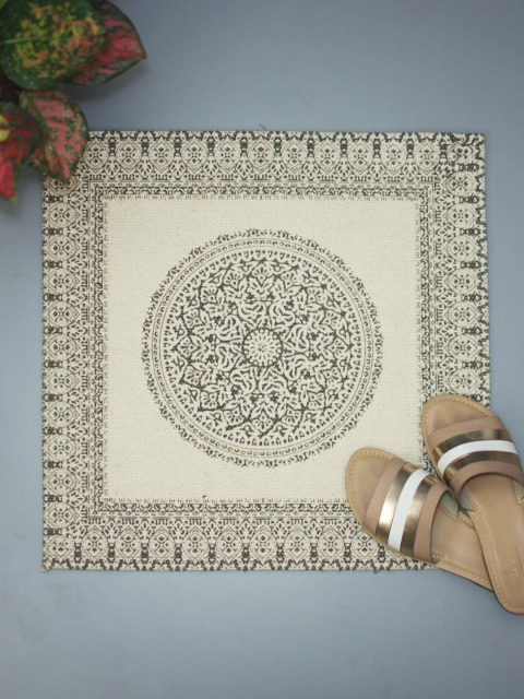 nestroots Cream-Coloured & Grey Printed Doormat