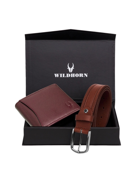 WildHorn Men Maroon & Brown RFID Protected Genuine Leather Wallet & Belt Combo Gift Set
WildHorn Men Maroon & Brown RFID Protected Genuine Leather Wallet & Belt Combo Gift Set