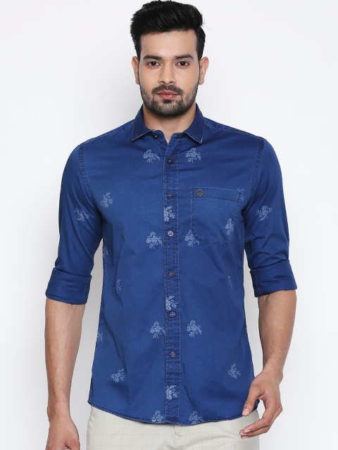 Integriti Men Blue Slim Fit Solid Casual Shirt