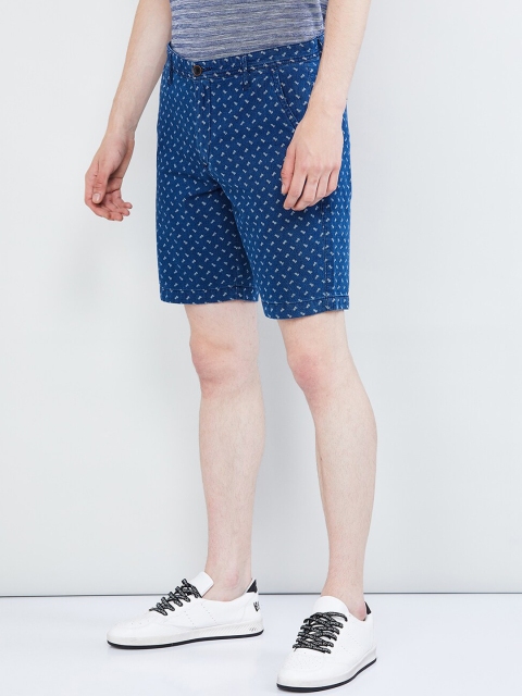 max Men Blue Printed Regular Fit Regular Shorts