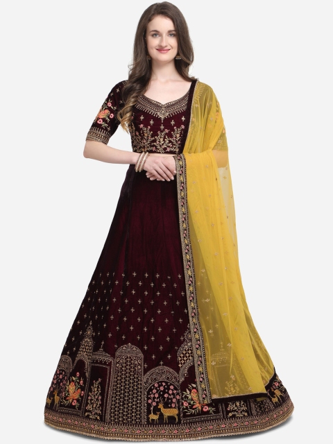 RIYA Burgundy & Yellow Embroidered Semi-Stitched Lehenga & Unstitched Blouse with Dupatta
RIYA Burgundy & Yellow Embroidered Semi-Stitched Lehenga & Unstitched Blouse with Dupatta